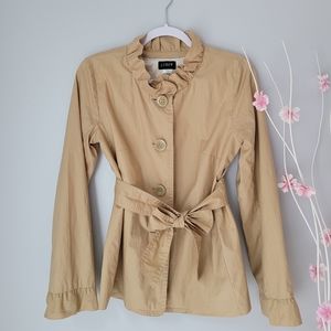 J. CREW Frenchie Ruffled Slicker Belted Jacket